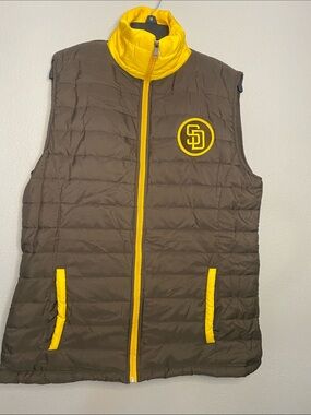 Brown & Yellow Quilted Puffer Vest